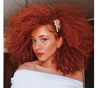 ISAMY Perruque afro bouclée courte avec frange pour femme noire (cuivre) 35,6 cm