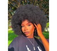 ISAMY Perruques afro courtes bouclées pour femme noire des années 70, perruque afro crépue rebondissante, perruque synthétique de qualité supérieure pour cosplay et quotidien (noir)