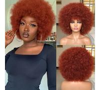 ISAMY Perruques afro courtes et bouclées pour femme noire des années 70 - Perruque synthétique de qualité supérieure pour cosplay et quotidien (cuivre)