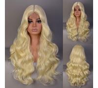 ISAMY Perruques synthétiques longues ondulées pour femme, 66 cm, raie au milieu, aspect naturel, pour un usage quotidien (613#)