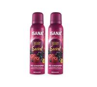 Isana Berry Secret Lot de 2 déodorants et déodorants en spray Parfum fruité aux framboises et groseilles Soin du corps végétalien 150 ml