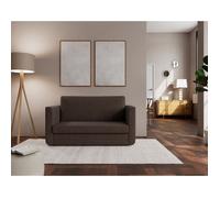 Isana - Canapé 2 places convertible déplimousse avec accoudoirs incurvés en tissu - Marron Marron G