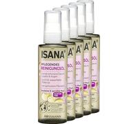 ISANA Huile nettoyante nourrissante, 500 ml (5 x 100 ml flacons) - Nettoie en douceur le visage, les lèvres et les yeux - Convient particulièrement aux peaux sèches et sensibles