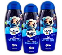 ISANA KiDS Lot de 3 shampoings 2 en 1 pour douche et shampoing espace 3 x 300 ml
