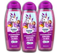 ISANA KiDS Lot de 3 shampoings à peignes légers Licorne Magie pour enfants 3 x 300 ml