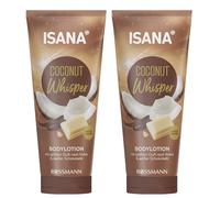 ISANA Lot de 2 lotions pour le corps Coconut Whisper - 2 x 200 ml - Parfum noix de coco et chocolat blanc