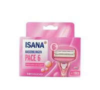 ISANA Pace 6 Lady Lot de 4 lames de rasoir avec bande lubrifiante à 6 lames Lavande