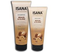 Isana Professional Kit de soin capillaire avec shampoing et après-shampoing Marron & Brillance 250 ml + 200 ml