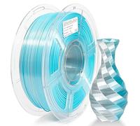 iSANMATE Filament PLA Double Soie 1,75 mm, Double Filament PLA Effet Silk Bleu Argent pour Imprimante 3D, Bobine de 1KG(2,2 LBS), Précision Dimensionnelle +/- 0.03 mm