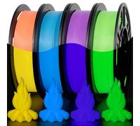 iSANMATE PETG Glow in the Dark Filament 1.75mm, Bobine de 250g*4 Phosphorescent Filament pour Imprimante 3D, Précision Dimensionnelle +/- 0,03 mm, Bleu, Vert, Violet, Orange