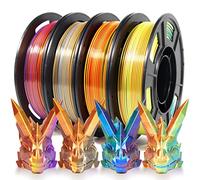iSANMATE PLA Silk Filament 1.75mm, Soie Tri-colore PLA Filament pour Imprimante 3D, 4 Bobines de 250g Mélange de Couleurs PLA Filament, Précision dimensionnelle +/- 0.03 mm