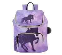 ISAOA A Unicorn Stands The Purple Nebula Sac à dos tendance pour femme Sac à bandoulière décontracté Sac de voyage pour femme 15 l