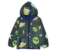 ISAOA Alien Ufo Outer Space Veste polaire à capuche zippée pour tout-petits garçons filles manteau polaire hiver chaud doux vêtements d'extérieur enfants pour 3 ans, Espace extra-atmosphérique OVNI