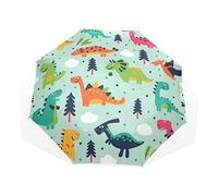 Isaoa automatique Voyage Parapluie pliable compact Parapluie nuages Funny Dinosaurs coupe-vent Ultra léger protection UV Parapluie pour homme ou femme