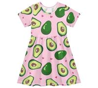 ISAOA Avocado and Love Robe décontractée à manches courtes pour filles, anti-humidité, séchage rapide pour tout-petits et enfants (2T-8T), #01, 7-8 ans