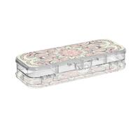 ISAOA Belle trousse à crayons en dentelle arabesque avec couvercle à pression, trousse à stylos transparente à double étage avec 4 règles de séparation pour l'école et le bureau