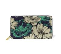 ISAOA Blooming Wild Roses Portefeuille en cuir, sac à main multifonction avec fermeture éclair, grande capacité, 19 cm, #01, Taille unique, Mode