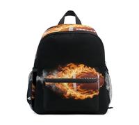 ISAOA Burning Fire - Petit sac à dos d'école pour enfants - Motif football - Sac à dos décontracté pour garçons et filles