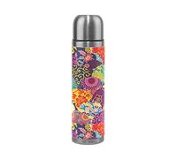 Isaoa coloré Peinture d'art œufs en acier inoxydable Gourde thermos Thermos anti-fuites Isolation sous vide Bouteille thermos à double paroi pour café chaud ou froid à thé (500 ml 479,1 gram coloré)
