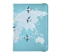 ISAOA Étui portefeuille en cuir pour passeport, carte de vaccin, carte du monde, avions, organiseur de documents de voyage, multicolore