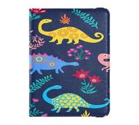 ISAOA Étui portefeuille en cuir pour passeport, porte-cartes de vaccin, motif dinosaures, organiseur de documents de voyage pour enfants, multicolore