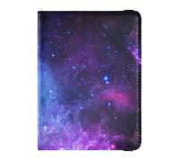 ISAOA Étui portefeuille pour passeport - Porte-carte de vaccin en cuir - Univers galaxie nébuleuse - Organiseur de documents de voyage, multicolore