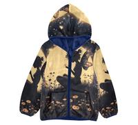 ISAOA Fairy Girl with Butterflies Toddler Fleece Jacket Boys Girls Hooded Zip Up Polar Coat Winter Warm Soft Outdoor Kids Outwear for 7-8 Years