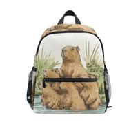ISAOA Five Capybaras Looking in The Same Direction Pool Petit sac à dos d'école pour enfants Sac à dos d'école maternelle Sac à dos décontracté pour garçons et filles