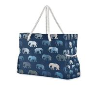ISAOA Grand sac de plage à bandoulière avec fermeture éclair et poches avec petit éléphant pour salle de sport, voyage, sport