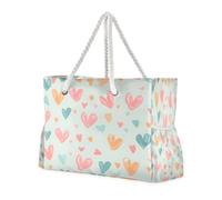 ISAOA Grand sac de plage à bandoulière avec fermeture éclair et poches, peinture à la craie pour gym, voyage, sport