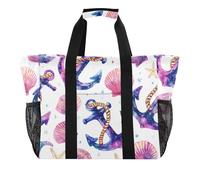 ISAOA Grand sac de plage étanche motif ancre étoile de mer coquillage pour femme, sac fourre-tout de voyage, piscine, yoga, infirmière, shopping