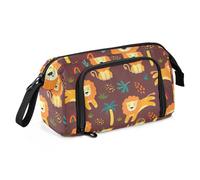 ISAOA Grande trousse de rangement avec fermeture éclair - Motif animaux africains - Lion et plantes - Fournitures scolaires pour adolescents, filles, garçons et adultes, #01, Taille unique, Charmant