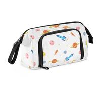 ISAOA Grande trousse de rangement de grande capacité avec éléments spatiaux sans couture avec fusées - Organiseur de papeterie pour bureau, université, fournitures scolaires pour adolescents, filles,
