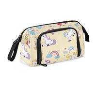 ISAOA Grande trousse de rangement de grande capacité avec motif licornes amusantes avec fermeture éclair pour bureau, université, fournitures scolaires pour adolescents, filles, garçons et adultes,