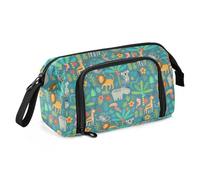 ISAOA Grande trousse de rangement de grande capacité - Motif animaux de la jungle - Avec fermeture éclair - Fournitures scolaires pour adolescents, filles, garçons et adultes, #01, Taille unique,