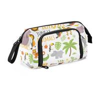 ISAOA Grande trousse de rangement de grande capacité, motif animaux de la jungle, zèbre, lion, trousse à crayons avec fermeture éclair pour bureau, université, fournitures scolaires pour adolescents,