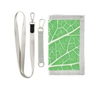 ISAOA Green Leaf Veins Portefeuille à trois volets pour garçons et filles avec poche zippée pour pièces de monnaie et porte-cartes