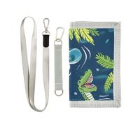 ISAOA Joli portefeuille à trois volets avec motif vagues de crocodile pour garçons et filles, avec poche zippée pour pièces de monnaie et porte-cartes - Cadeau d'anniversaire pour enfants
