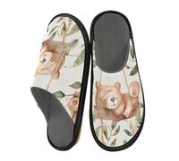 ISAOA Little Bear Pantoufles d'intérieur et d'extérieur qui se balancent sur la balançoire sans couture pour homme et femme - Pantoufles antidérapantes et chaudes - 34-35, Petit ours se balançant sur