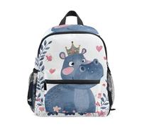 ISAOA Little Princess Hippo A Crown Petit sac à dos d'école, sac à dos d'école maternelle décontracté pour garçons et filles