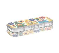 ISAOA Matriochka Trousse à crayons en bois traditionnelle russe avec couvercle à bouton-pression, trousse à crayons transparente à double étage avec 4 règles de séparation pour l'école et le bureau