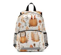 ISAOA Mini sac à dos pour enfant avec jolis lapins, renards, hérissons et hiboux assis sur ou autour des citrouilles pour bébé fille garçon