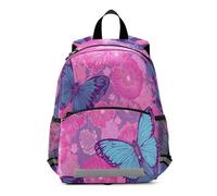 ISAOA Mini sac à dos pour enfant avec papillon bleu et fleur en poudre pour bébé fille garçon