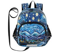 ISAOA Mini sac à dos pour enfant, sac à dos de voyage, sac à dos de village ciel étoilé pour la maternelle, garçons et filles, multicolore, M