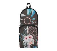 ISAOA Mnsruu Trousse à crayons de grande capacité avec plusieurs poches, belle fleur et attrape-rêves, sac d'école, bureau, adolescent, fille, garçon, #01, Taille unique, Charmant