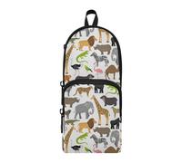 ISAOA Mnsruu Trousse à crayons de grande capacité avec plusieurs poches Motif mignon avec animaux africains et oiseaux Sac d'école Bureau Adolescents Filles Garçons, #01, Taille unique, Charmant