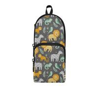 ISAOA Mnsruu Trousse à crayons de grande capacité avec plusieurs poches, motif sans couture avec animaux africains mignons pour l'école, le bureau, les adolescents, les filles, les garçons, #01,