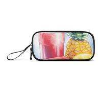 ISAOA Myrtille Pastèque Orange Ananas Juice Trousse à crayons grande capacité 3 compartiments Grande boîte de rangement portable pour adolescents, garçons, filles, adultes et étudiants, Jus d'ananas