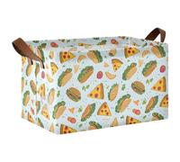 ISAOA Panier de rangement rectangulaire pliable avec poignées pour hamburger et pizza pour organiser la maison, la cuisine, le bureau, la chambre à coucher, les jouets, le placard