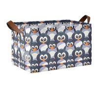 ISAOA Panier de rangement rectangulaire pliable en forme de pingouin avec poignées pour organiser la maison, la cuisine, le bureau, la chambre à coucher, les jouets, le placard, les paniers d'étagère